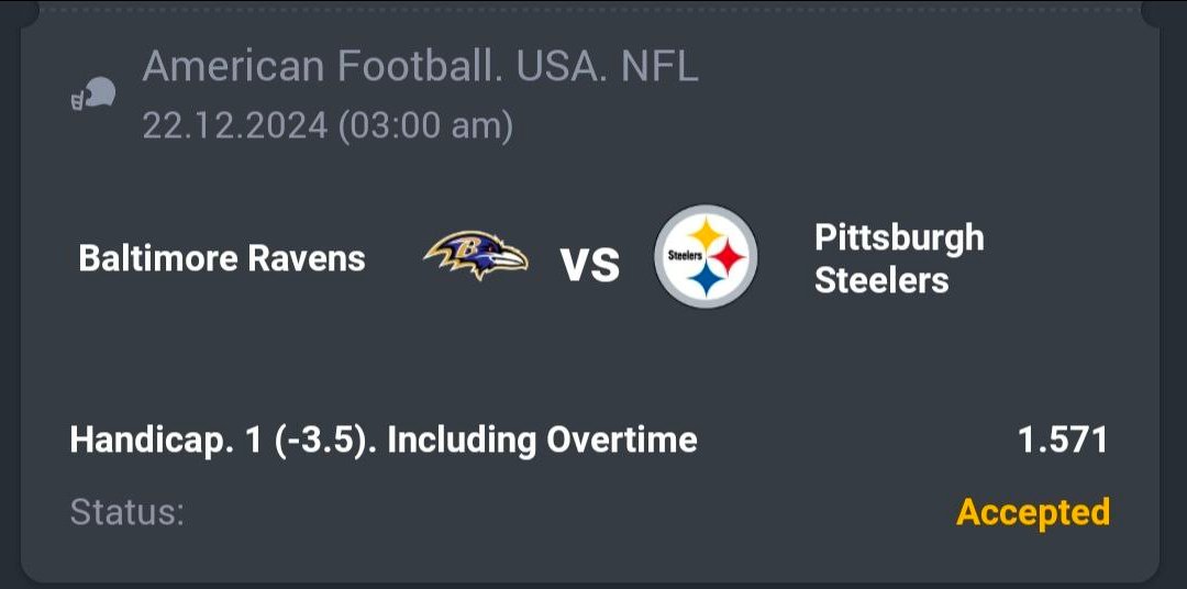 A3RBET's tweet photo. American Football - NFL
🏈 Baltimore Ravens HC (-3.5)
🔖 1.57
💵 80 Units
#NFL #AussieRules #Footy #NFL2024 #NFL24 #SportsBetting #BetOnAFL #NFLBetting #NFLBets #BettingTips #NFLPicks #NFLPredictions #bettingtwitter #GamblingX #BetResponsibly
Like + RT https://t.co/OzsK9LYFyO