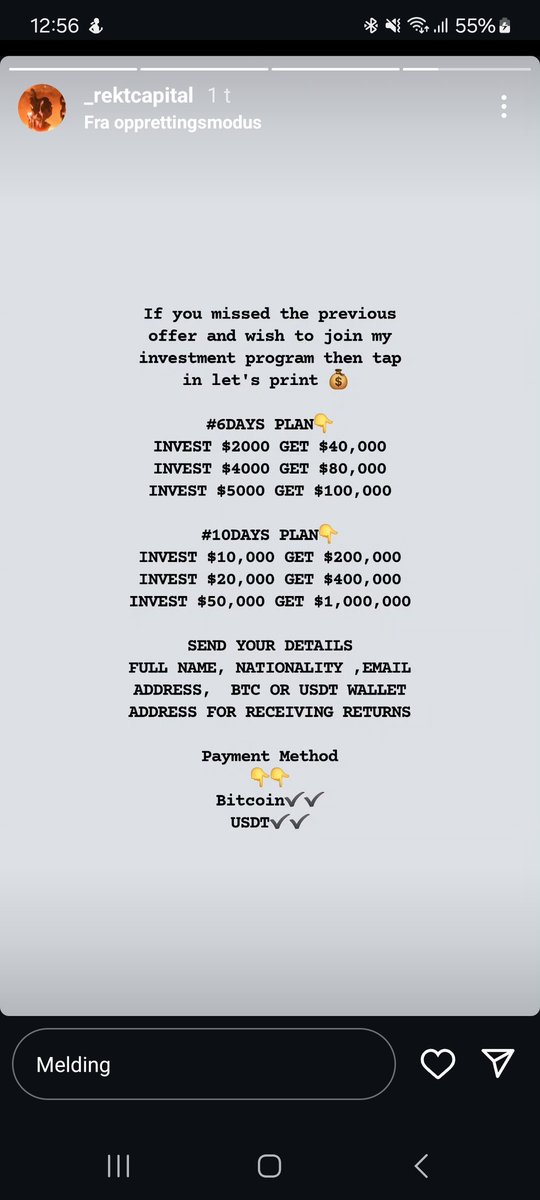 Kr_BB_'s tweet photo. @rektcapital Someone impersonating you on ig, @rektcapital. 176k followers. https://t.co/XQouQG80R2
