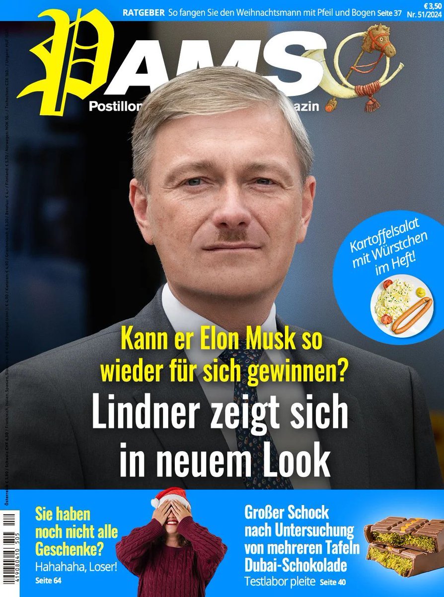 Morgen in PamS: Kann er Musk so wieder für sich gewinnen? Lindner präsentiert sich in neuem Look der-postillon.com/2024/12/PamS-2…