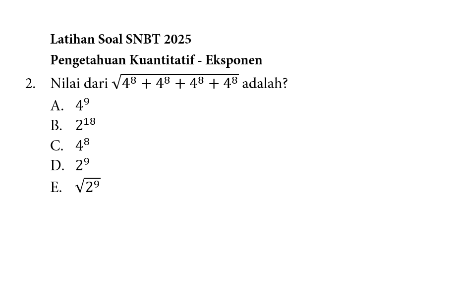 nakamatika's tweet photo. Latihan SNBT 2025
(masih) Eksponen

(bukan) Soal Asli UTBK 2045

Estimasi waktu 52 detik https://t.co/onO2kl2gUr