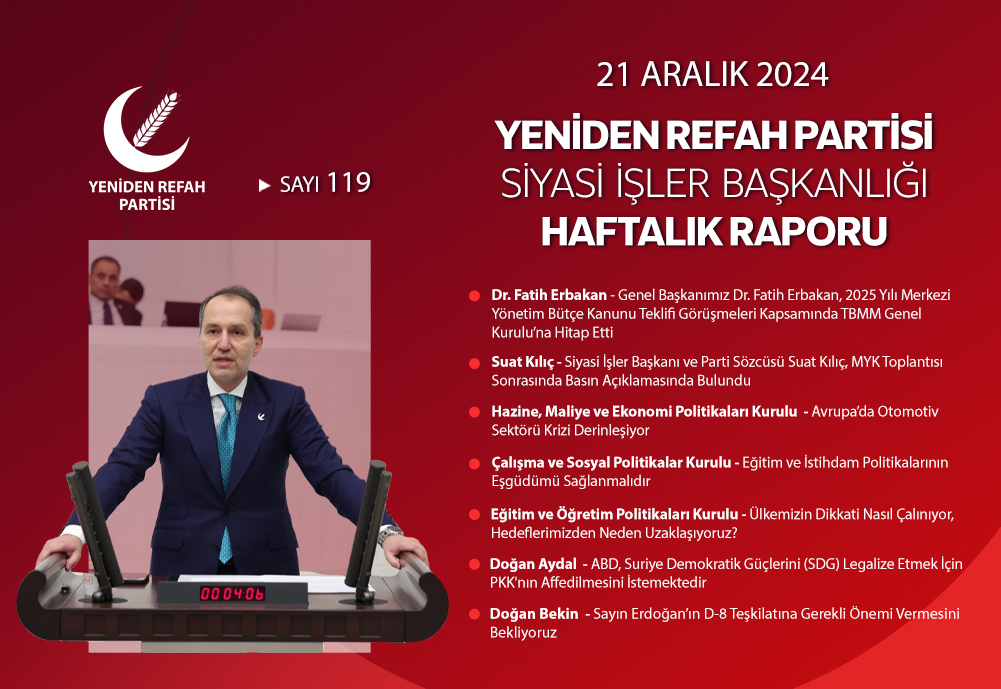 Siyasi İşler Başkanlığımızın haftalık raporu yayınlanmıştır. Yayının detaylarına aşağıdaki linkten ulaşabilirsiniz.
drive.google.com/file/d/1qd2LcS…