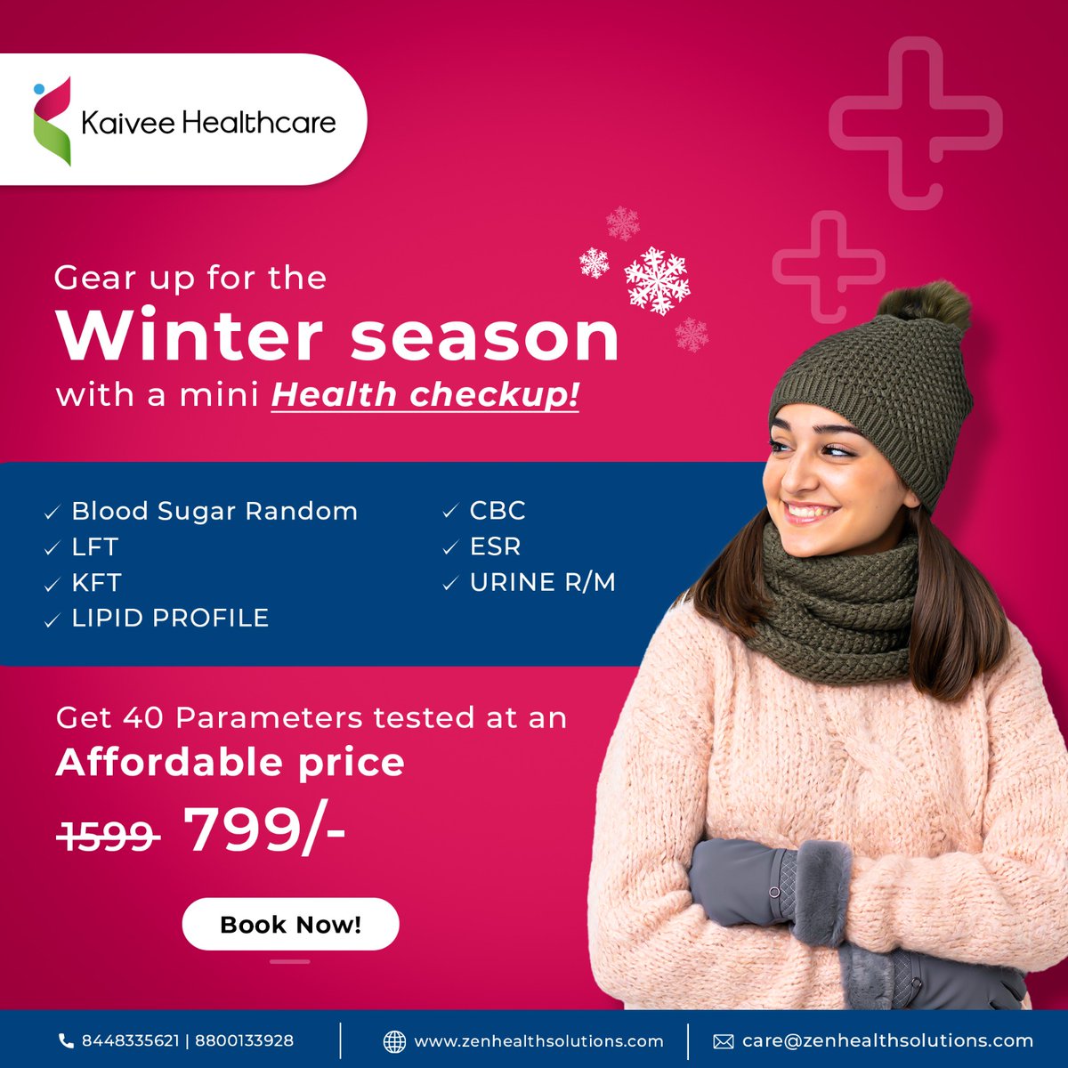 Kaivee_in's tweet photo. It's time for a quick checkup this breezy winter season! ❄️ Try out the #MiniHealthCare Package by Kaivee Healthcare ✅
Get 40 parameters tested with our most affordable Winter Package. ❄️
Book your appointment today! 😇

#KaiveeHealthcare #BloodSugar #LFT #KFT #CBC #ESR https://t.co/PKWI2VrfYG