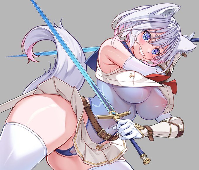 合同誌「白狼剣士ハティちゃんのえっちな冒険の書」の配信が始まりました! 睦月堂もハティちゃんのキャラデザインとバナーイラストで協力しています!https://t.co/HQD5UByHED 