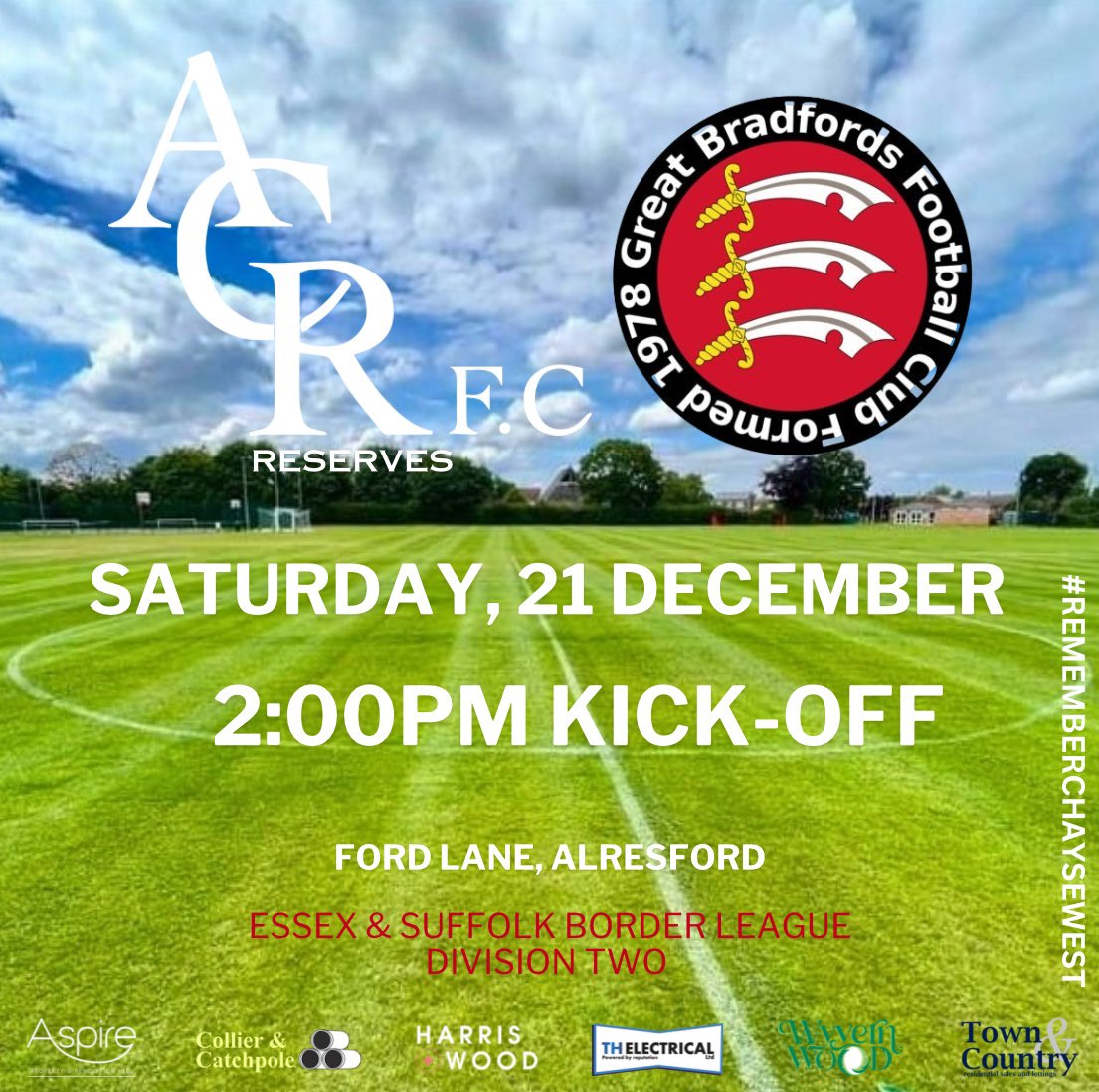 𝐂𝐨𝐦𝐢𝐧𝐠 𝐮𝐩 𝐭𝐨𝐝𝐚𝐲

Today we host <a href="/GreatBradfords/">Great Bradfords FC</a>  to Ford lane with them sitting just 3 points ahead of us this game is set to a be a cracker, get yourself over to Ford lane 🔴⚫️

Squad announcement at 1:30 

#ACR
#REMEMBERCHAYSEWEST
