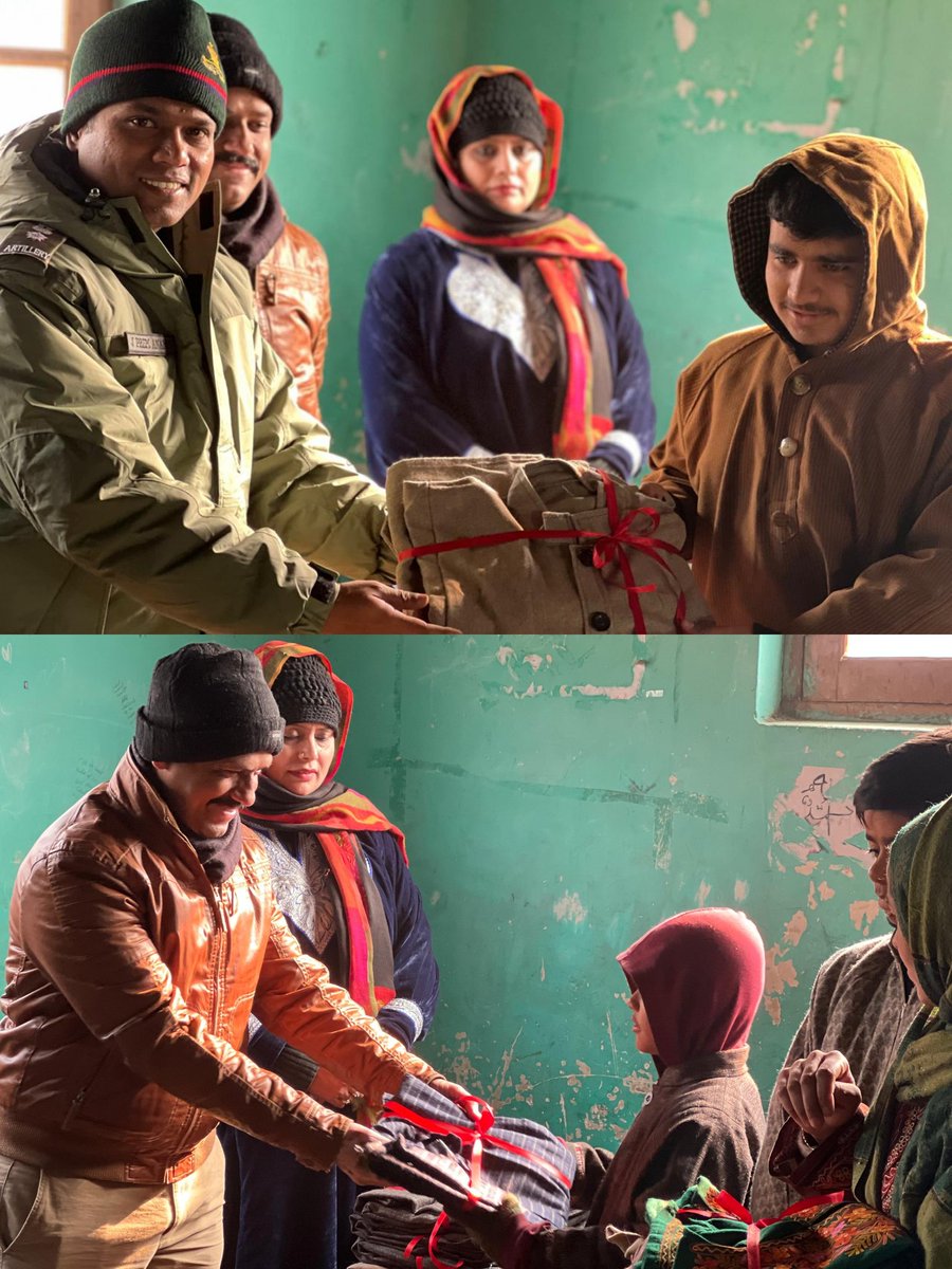 FarhatNaaz_25's tweet photo. On International Pheran Day, the Indian Army distributed "Pherans" to Underserved and LOC residents, children with speech & vision impairments during Chillai Kalan, showing care and preserving Kashmir's cultural heritage.
#PheranDay
#KoshurCulture
#ChillaiKalan
#IndianArmy https://t.co/FC7nnjZv5e