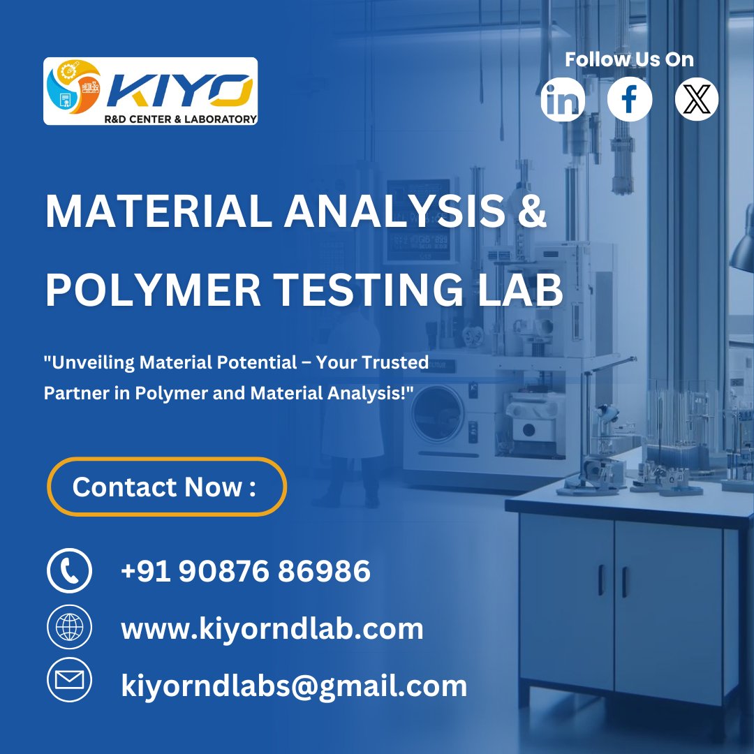 Kiyorndlab's tweet image. 🔬 Innovating Material Analysis &amp;amp; Polymer Testing in Chennai
At Kiyo R&amp;amp;D Center &amp;amp; Laboratory, we’re committed to delivering excellence in material analysis and #polymertesting. 
#MaterialTesting  #PlasticsTesting #RubberTesting #InnovationInTesting #KiyoLab #chennai #kiyorndlab