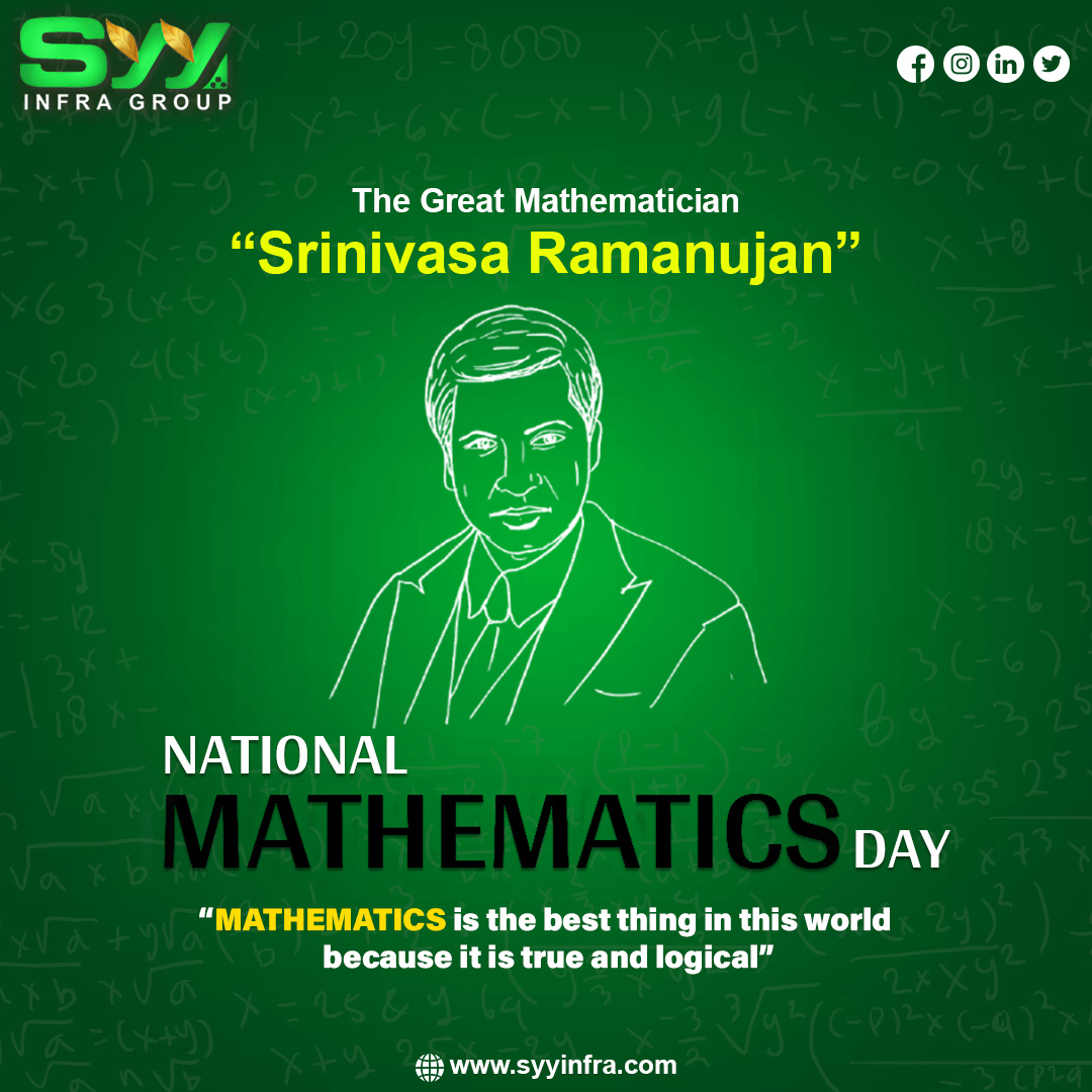 SyyInfra's tweet photo. 𝐍𝐀𝐓𝐈𝐎𝐍𝐀𝐋 𝐌𝐀𝐓𝐇𝐄𝐌𝐀𝐓𝐈𝐂𝐒 𝐃𝐀𝐘 ! MATHEMATICS is the best 𝐭𝐡𝐢𝐧𝐠 in this world 𝐛𝐞𝐜𝐚𝐮𝐬𝐞 it is true and logical

#MathDay #SrinivasaRamanujan #syyinfragroup #CelebrateMathematics #PowerOfMath https://t.co/oWkzlvoVMZ