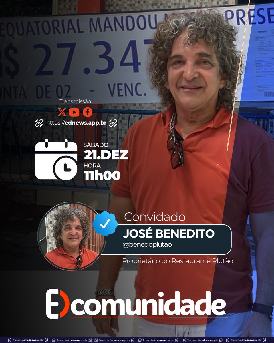 Tarifa Abusiva na sua Conta de Energia, Como Resolver? 
Se você acredita que a sua tarifa de energia está abusiva, não perca o EDcomunidade deste sábado, 21, com o empresário JOSÉ BENEDITO MOREIRA - o BENÉ DO PLUTÃO. 
Aperte o play às 11h00! Acompanhe tudo  pelo YouTube, Facebook
