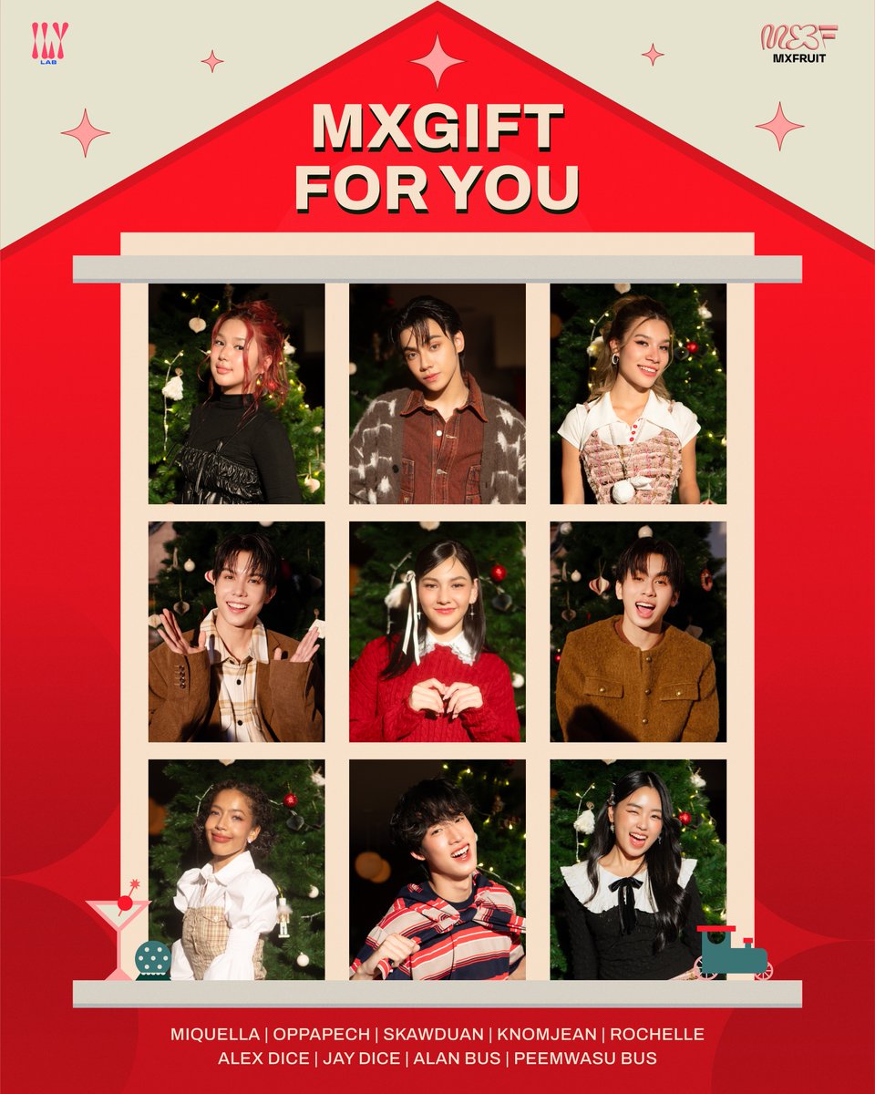 mxfruit_ilylab's tweet photo. MXGIFT FOR YOU 🎁

Let’s celebrate! พบกับ LIVE SESSION 4 บทเพลงต้อนรับคริสต์มาส  พร้อมซานต้าที่มาร่วมฉลองไปด้วยกัน🎄

MXFRUIT x #BUSbecauseofyouishine 
MXFRUIT x #DICE_SONRAY 

🎤 RELEASE ON 
23.12.2024 - 26.12.2024 | 6PM (GMT+7)
YouTube : MXFRUIT

#MXGIFTFORYOU
#MXFRUIT
#ILYLAB https://t.co/Z0oBVKvOhc