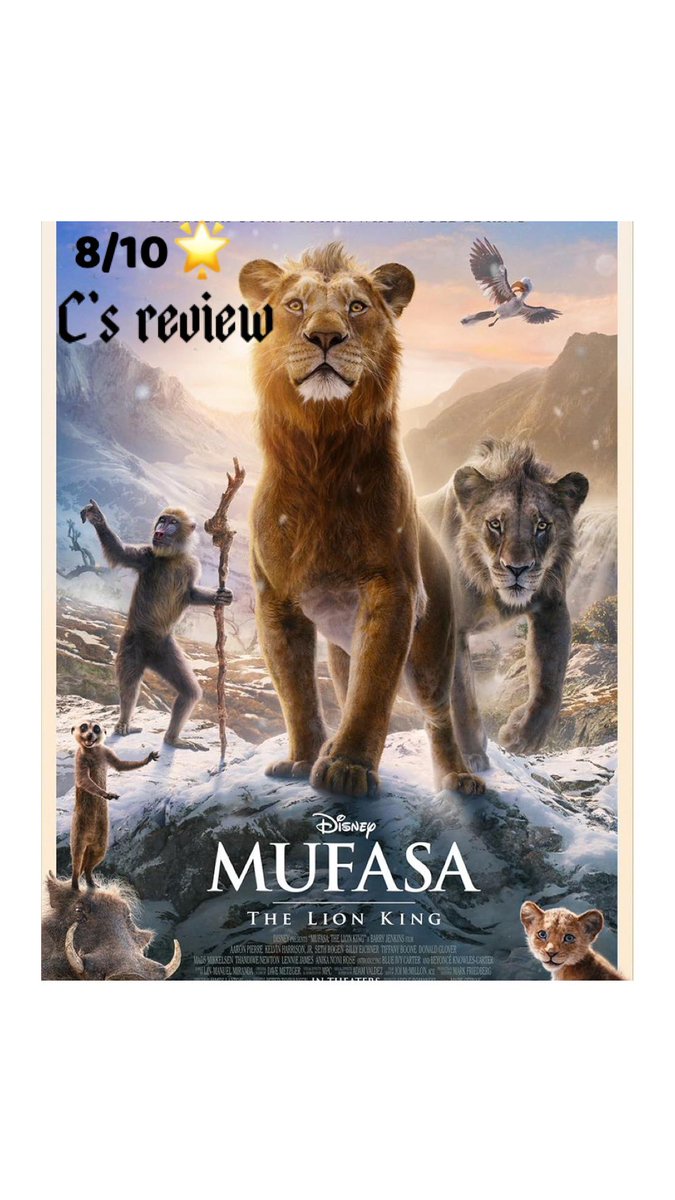 review_c's tweet photo. Mufasa: The Lion King

Verdict: It’s not just a movie; it’s an emotion. Every single scene is beautifully crafted, and the visuals and cinematography are simply mesmerizing, especially when experienced in IMAX 3D. The music and dialogue perfectly complement the emotional depth of https://t.co/yS5l6b1AUX