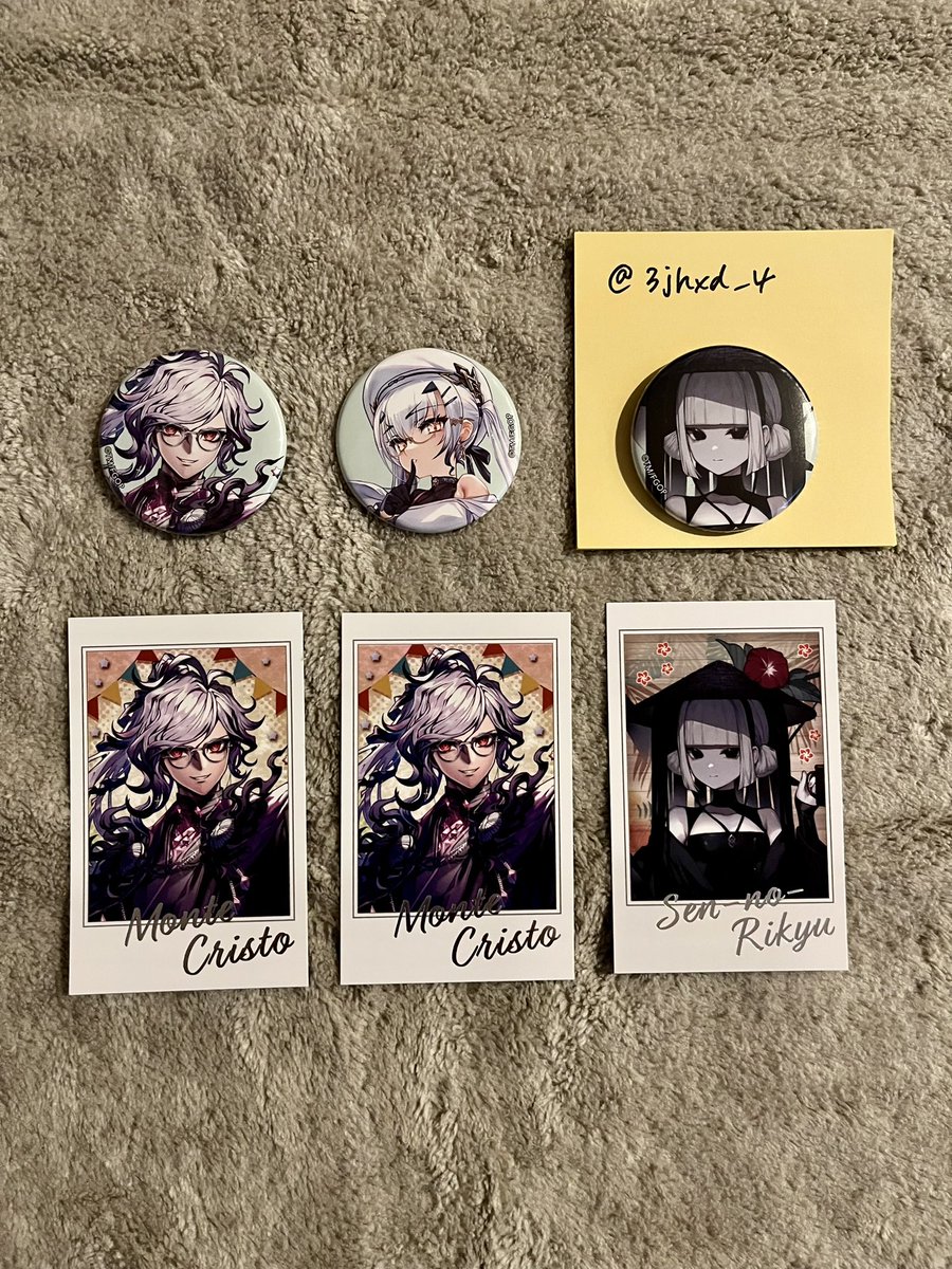 【譲渡・交換】
FGO Fes2024 霊基缶バッジ ポートレイトコレクション
譲）巌窟王、千利休、メリュジーヌ（缶バッジのみ）
求）天草四郎＞定価＋送料
※巌窟王は交換のみ
郵送希望です。検索からでもお気軽にお声掛けください。よろしくお願いいたします。