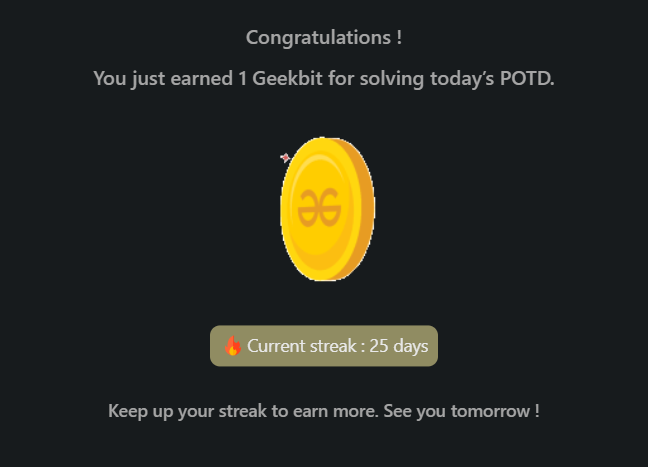 Mayank_kumar111's tweet photo. Day 37 of the #GFG160 challenge is here! Each step we take is a testament to our dedication and the amazing learning.

A big shout-out to @geeksforgeeks 

#CodingChallenge #160DaysOfCode #gfg160 #geekstreak2024 #Day37 #KeepCoding #StayMotivated #LearningJourney #CommitToGrowth https://t.co/Nj7TavAfGO