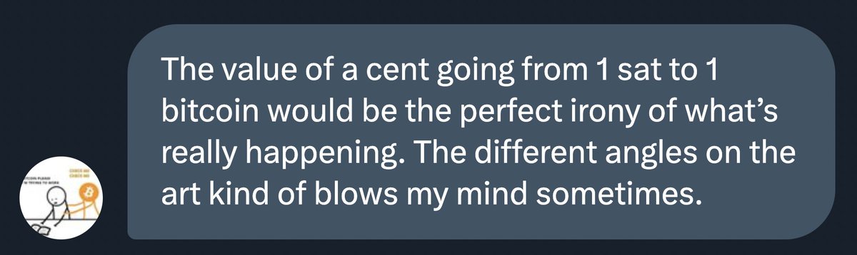 sovrnart's tweet photo. start the day bullish with @vote_bitcoin 👊

One of the interesting things about CENTS is how it incorporates into the artistic act the transformation of an object from worthless to priceless.

Where does this lead? They do say the most entertaining outcome is the most likely. https://t.co/ECkbW79i0n