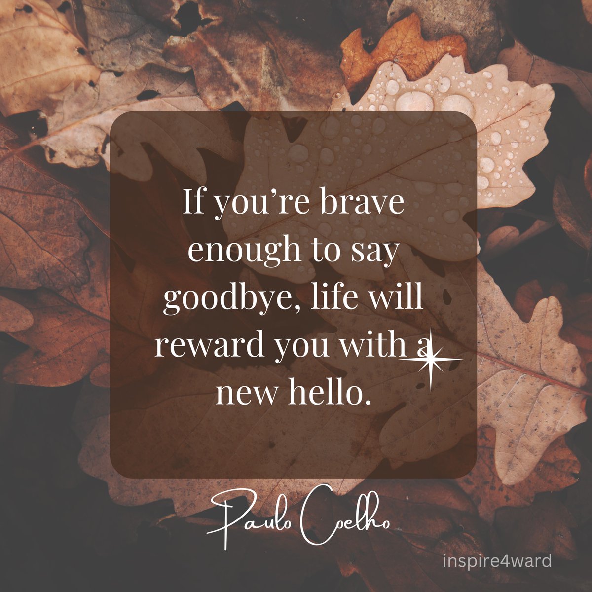 inspire4ward's tweet photo. Saying goodbye takes courage, but it makes room for a new hello. 🌟✨ Be brave, let go, and welcome what’s next. #PauloCoelho #NewBeginnings @paulocoelho #beginnings #inspire #MotivationalQuotes #quotes #quotesdaily #quoteoftheday #motivational https://t.co/QEEacT8kLS