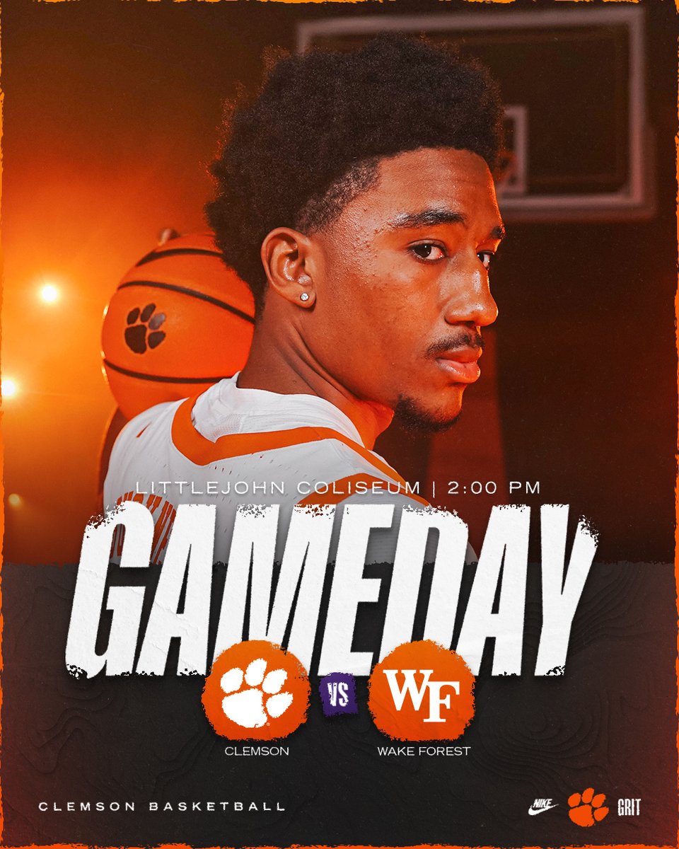 ACC home opener this afternoon!

#ClemsonGRIT 🆚 Wake Forest
🕑 2 PM
📺 ESPN
📻 Clemson Athletic Network
👕 First 1,000 fans receive Seasons Swishes shirt!
