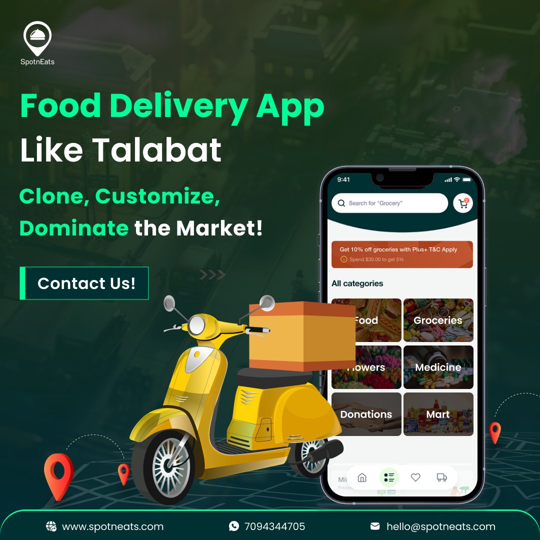 SpotnEatsoff's tweet image. Ready to dominate the online food delivery market? Create an app like Talabat that offers smart features such as AI-powered recommendations and secure payment gateways. 

Demo: spotneats.com

#talabatcloneapp #talabatclonescript #uae #arabiccountries #fooddeliveryapp