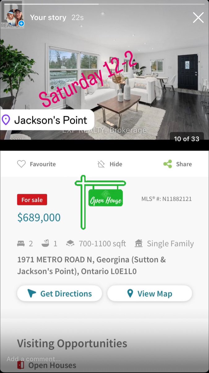 🏡 “Your Dream Home Awaits!
✨ Open House Today 12-2 PM ✨
📍 1971 Metro Rd, Jackson’s Point
Don’t miss out – come see it for yourself!”