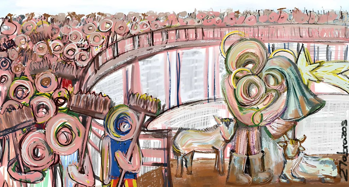 Esta felicitación Navideña la ha hecho una niña de Paiporta. El puente que se ve es por el que iban muchos voluntarios a ayudar a los pueblos inundados. Ahora también es llamado puente de la solidaridad y esperanza.
Solo falta expresar el deseo de mantener limpios los cauces y…