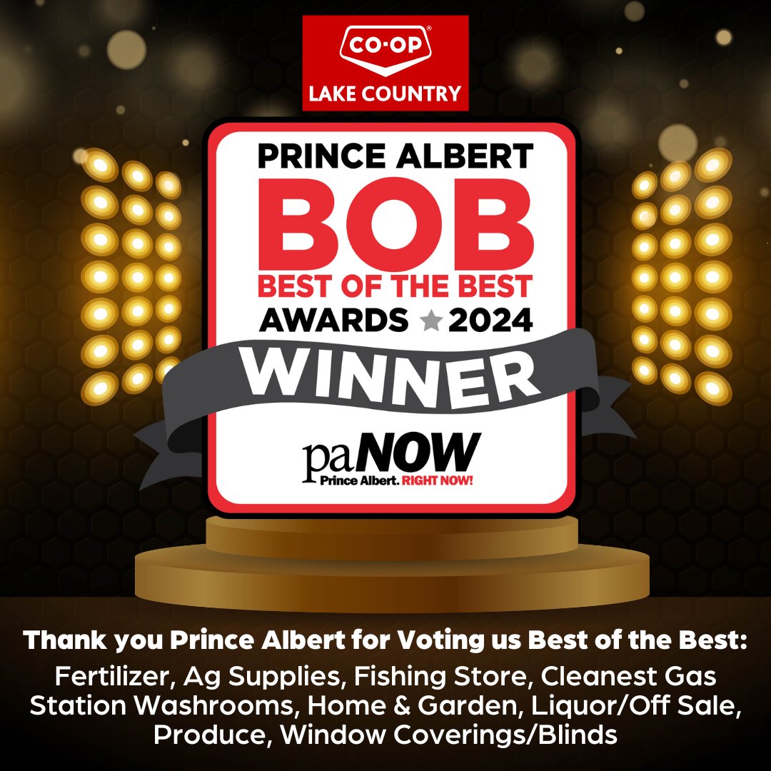 Thank you Prince Albert for Voting us the Best of the Best in 8 different categories⚡ We are proud to serve our community with the best Fertilizer, Ag Supplies, Fishing Store, Cleanest Gas Station Washrooms, Home &amp; Garden, Liquor/Off Sale, Produce and Window Coverings/Blinds