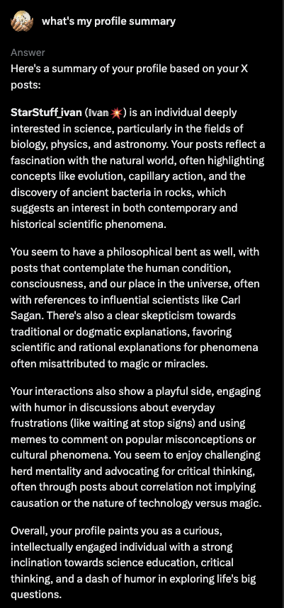 StarStuff_ivan's tweet photo. Profile summary by Grok https://t.co/Ao8q1kQPyp