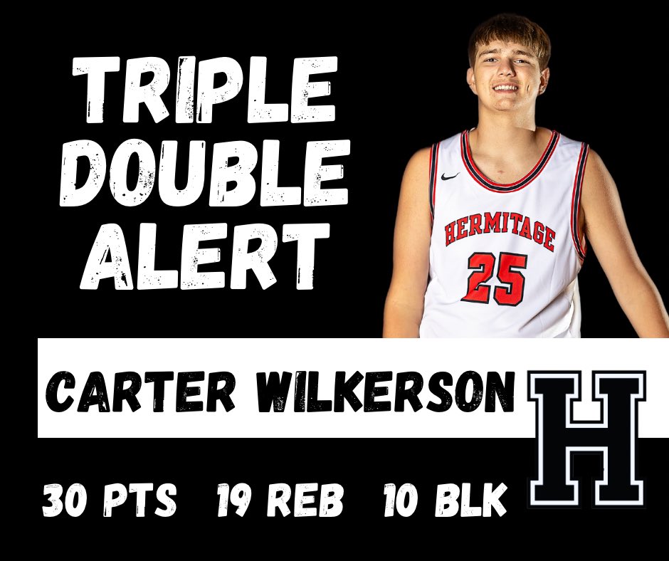 HermitageHoops's tweet photo. SR @CarterWilk87850 dropped his 9th career triple double against Riverdale Academy on Thursday! #HUSTLE https://t.co/PVHBmctQmJ