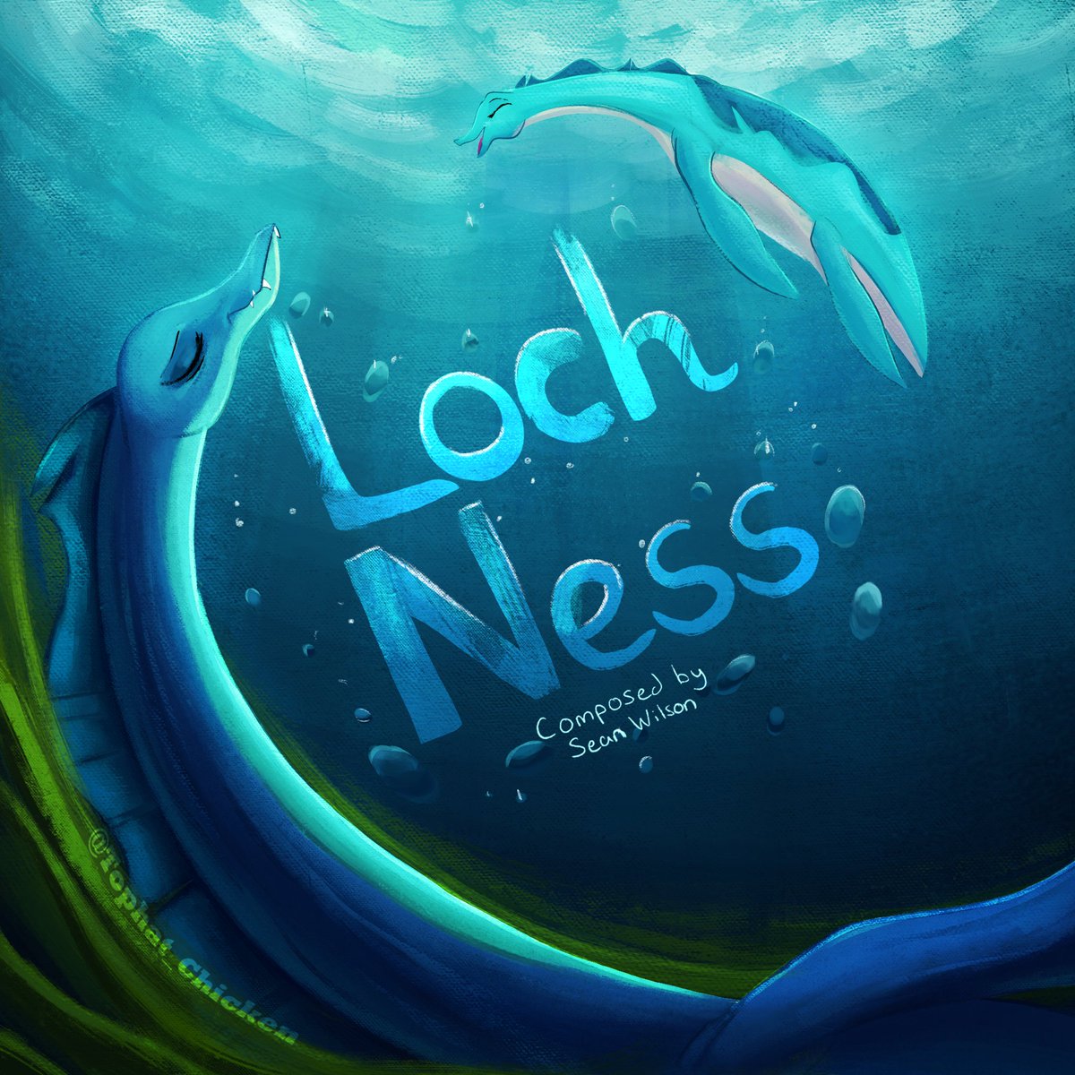 Tophat_Chicken's tweet photo. Hey guys. For several months I've been working on a story called Loch Ness. It's about a Loch Ness mother and her son surviving as the last of their kind. This is an album cover I drew for any music I make for it. More details coming soon!
#commissionsopen https://t.co/6R18gtVWcC