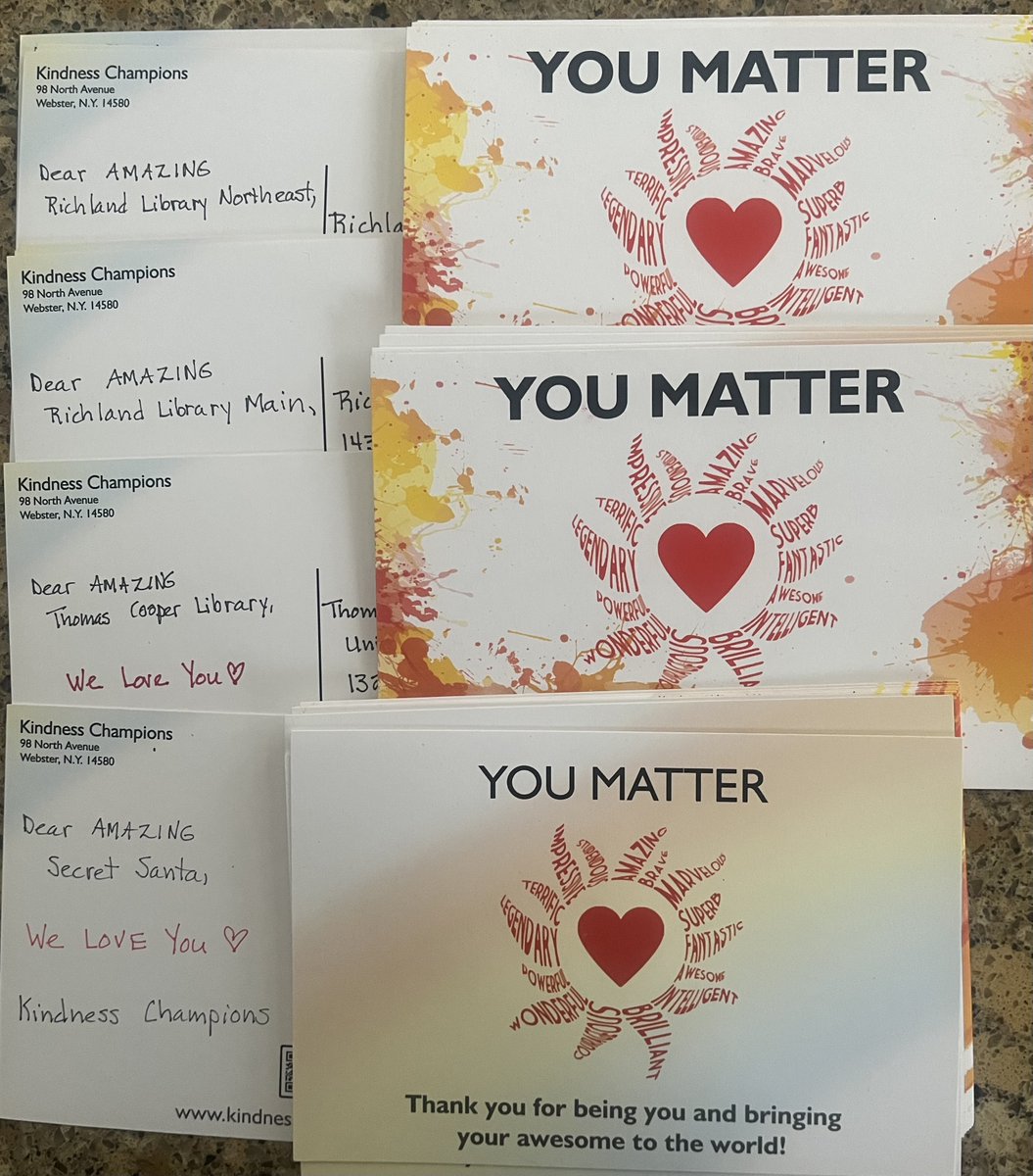 KindnessChamps's tweet photo. Happy Day Awesome People🥰

It's a snowy 19 degree day in Rochester NY❄️

What to do...what to do?

Send postcard project love to libraries and a secret Santa💌
#youmatter #postcardproject #sendlove #kindnesschampions #ubuntu❤️ https://t.co/UPgK8DB8vL