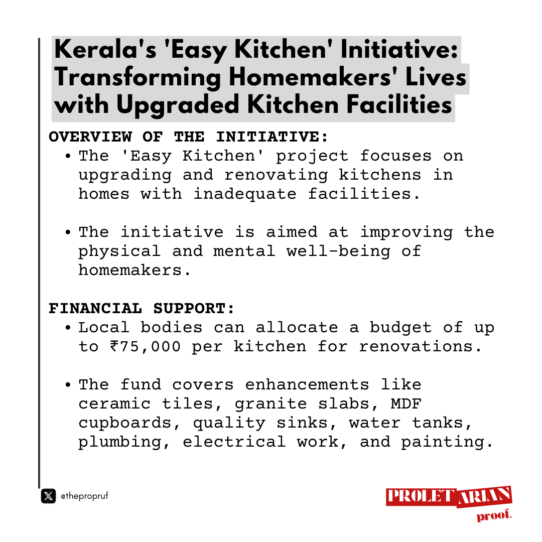 thepropruf's tweet image. 🚨Kerala launches 'Easy Kitchen' initiative to renovate kitchens and improve homemakers' well-being, up to ₹75,000 funding for better facilities💫🍴 

#Kerala #EasyKitchen #WomenEmpowerment