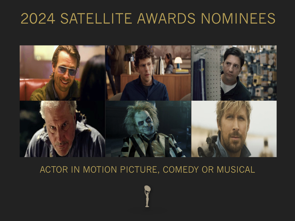 IPA congratulates the 29th #SatelliteAwards Nominees Glen Powell #HitMan Jesse Eisenberg #ARealPain John Magaro #LaRoyTexas Keith Kupferer #Ghostlight Michael Keaton #BeetlejuiceBeetlejuice Ryan Gosling #TheFallGuy