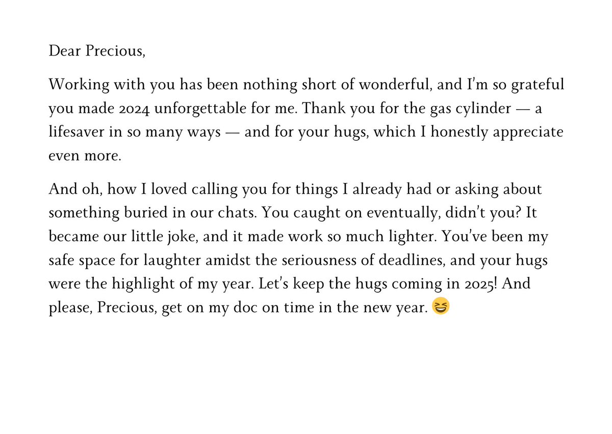 latoria_ria's tweet photo. Here’s to another year of laughter, growth, and great moments in 2025. Thank you for being more than just coworkers.
#Day21 #31DaysChallenge #HeartfeltMessages #NewBeginnings #WritingChallenge2024 #DecemberVibes #LaunchJourney #CardsForAllOccasions
#Latoria https://t.co/5al4RB98z7