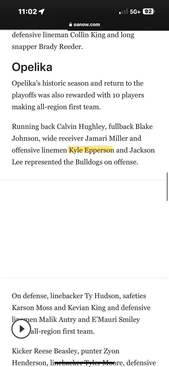 Extremely blessed to be voted on by coaches for getting Alabama 7a region 2 first team all region, as well as aswa 7a first team all state honors!!
<a href="/OpelikaCoach/">Bryan Moore</a> <a href="/Coach_JD_Atkins/">J.D. Atkins</a> <a href="/flemdelaflem66/">Jarred Fleming</a> <a href="/AL7AFootball/">Alabama7AFootball</a>