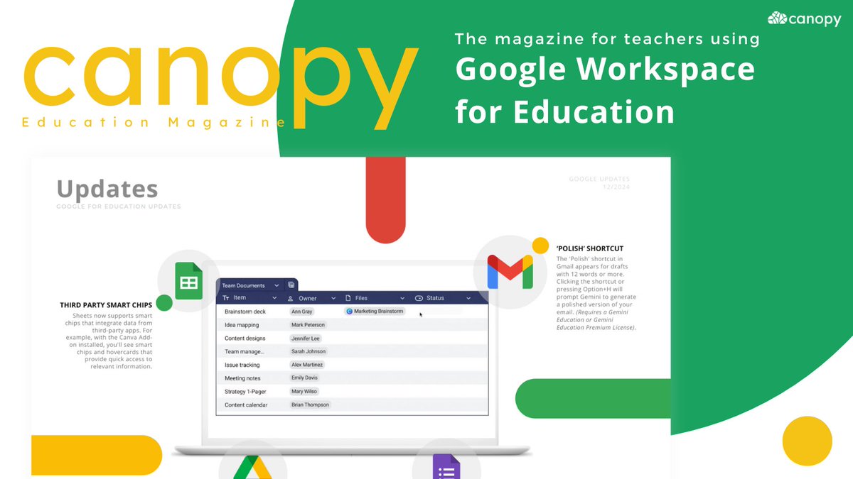 🔎 Dive into our 2-page spread on the @GoogleforEdu updates in the latest issue of the Canopy Education Magazine

Download &amp; share with colleagues! 👉 account.canopy.education/magazine #GoogleEdu