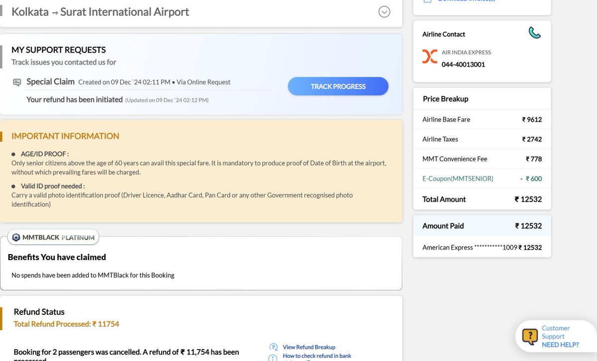 I booked a flight to Surat from Kolkata on <a href="/makemytrip/">MakeMyTrip</a> Air India Express cancelled the flight. <a href="/makemytripcare/">MakeMyTrip Care</a> charged me 778 for booking and now 778 for cancellation. Is it prudent? <a href="/AirIndiaX/">Air India Express</a> <a href="/Pib_MoCA/">M/o Civil Aviation, India</a> <a href="/MoCA_GoI/">MoCA_GoI</a> <a href="/RamMNK/">Ram Mohan Naidu Kinjarapu</a> <a href="/mohol_murlidhar/">Murlidhar Mohol</a>