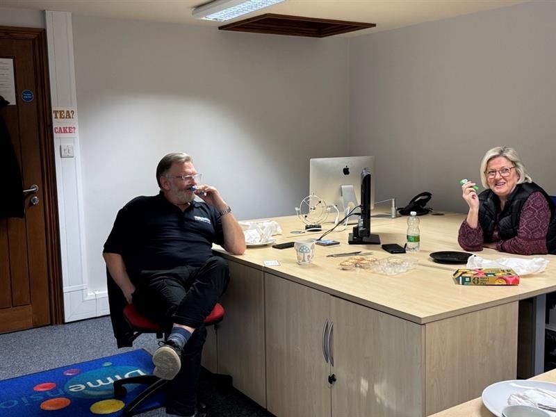 DCMusicCrew's tweet photo. We had great fun at our Christmas Lunch, playing 90's Kazooke. We were a mixed-ability group when it came to playing the Kazoo! 🤣 🎄 🎵 

Here's a sneaky peek at our newly painted office too! https://t.co/KIyzlkQbQN
