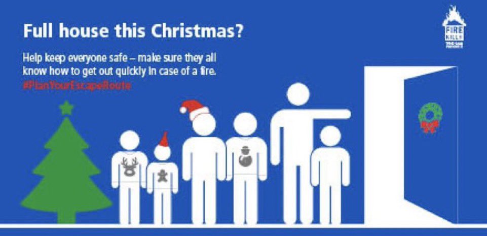 CheshuntFire's tweet photo. Cheshunt Fire Station brings you 12 days of safety 🎄

Please keep you, your family &amp; friends safe this Xmas. Plan your exits &amp; ensure visitors know how to get out quickly.

Follow our QR code to book yourself a free home fire safety visit &amp; a free smoke detector if required. https://t.co/S9nwgCc0b9