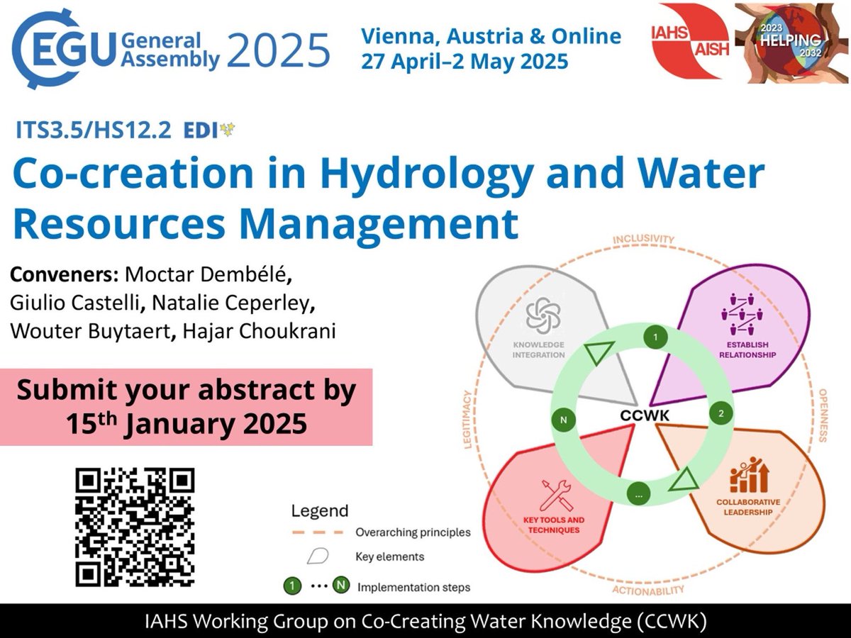 Giulio Castelli (@giuliocst) on Twitter photo Do not miss our #interdisciplinary session on #cocreation in hydrology and water management at <a href="/EuroGeosciences/">European Geosciences Union</a> #EGU2025 conference.
meetingorganizer.copernicus.org/EGU25/session/…
Our keynote speaker will be Dr. Britta Hoellerman from OsnabrĂĽck University.
Consider submitting an abstract! Do not miss our #interdisciplinary session on #cocreation in hydrology and water management at <a href="/EuroGeosciences/">European Geosciences Union</a> #EGU2025 conference.
meetingorganizer.copernicus.org/EGU25/session/…
Our keynote speaker will be Dr. Britta Hoellerman from OsnabrĂĽck University.
Consider submitting an abstract!