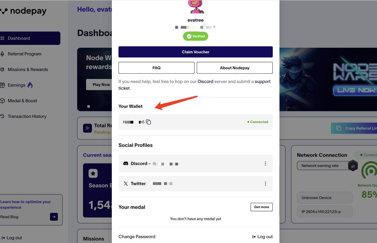 卧槽据说nodepay可以查询空投了进入后点击右上方那个小人物--我特么点进去啥都没有，吓死了，难道被女巫了？  链接🔗https://t.co/S6tubJMDbN
