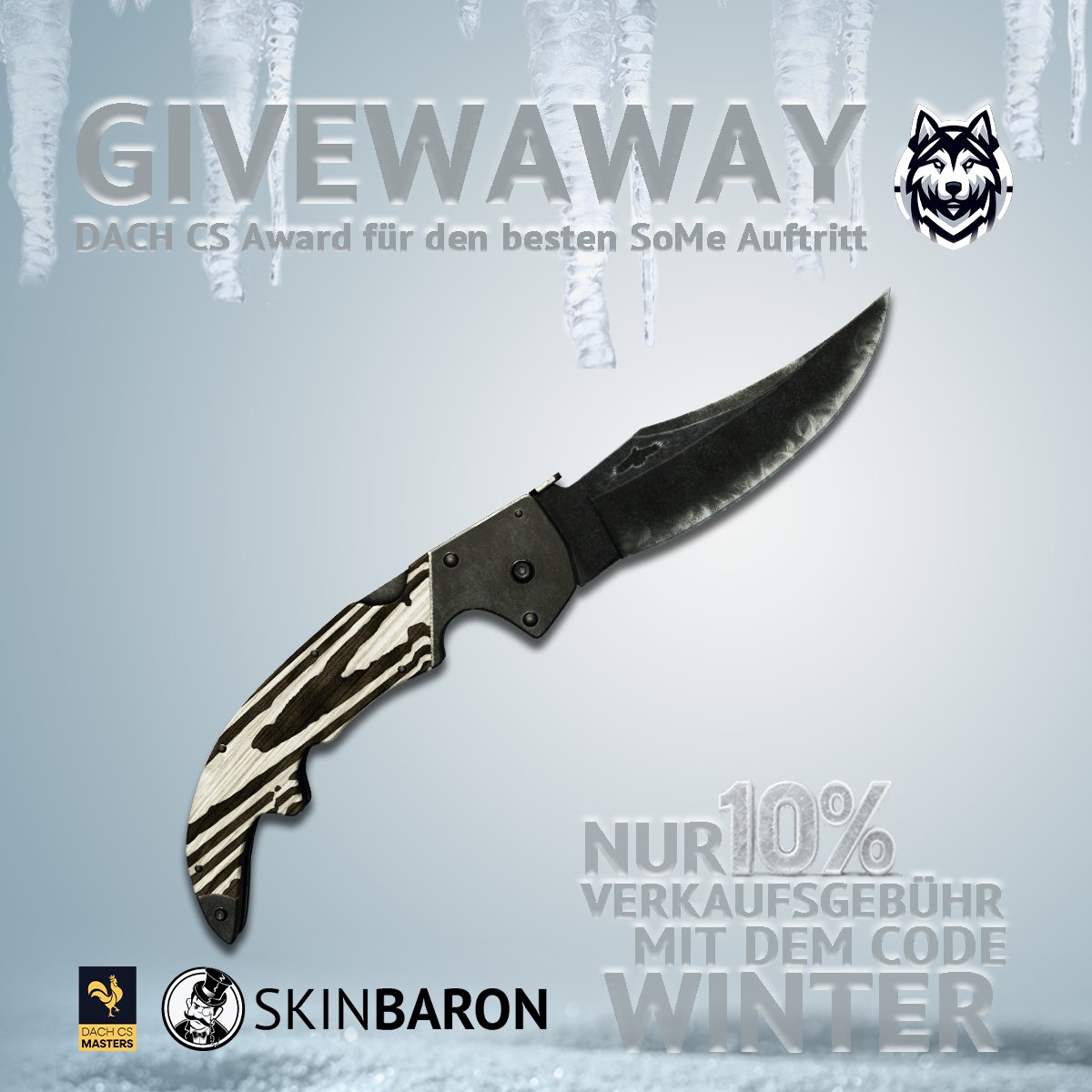 Huskies eSport Jülich e.V. (@huskjuelichgg) on Twitter photo Zum Abschluss der <a href="/dachcs/">DACH CS Masters</a> Saison 2024 haben wir dank eurer Unterstützung bei den #DACHCSAWARDS die Chance erhalten, gemeinsam mit <a href="/SkinBaronDE/">SkinBaron.de</a> ein Giveaway zu veranstalten!🏆
Zu gewinnen gibt es ein:
🗡️ Falchion Knife | Black Laminate (BS)
So könnt ihr teilnehmen:
1️⃣ Folgt Zum Abschluss der <a href="/dachcs/">DACH CS Masters</a> Saison 2024 haben wir dank eurer Unterstützung bei den #DACHCSAWARDS die Chance erhalten, gemeinsam mit <a href="/SkinBaronDE/">SkinBaron.de</a> ein Giveaway zu veranstalten!🏆
Zu gewinnen gibt es ein:
🗡️ Falchion Knife | Black Laminate (BS)
So könnt ihr teilnehmen:
1️⃣ Folgt