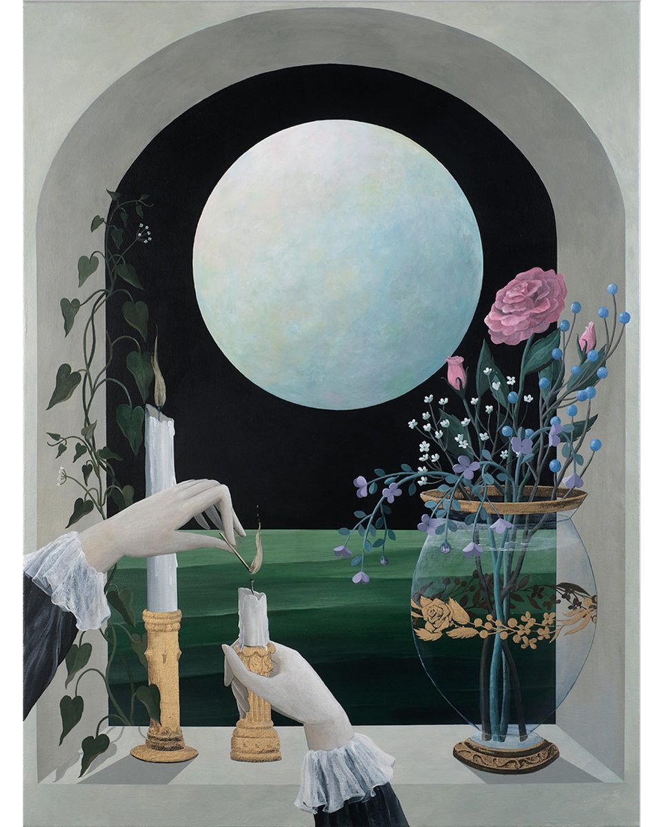 rebeccachaperon's tweet photo. Tonight is the longest night, and tomorrow the light begins its gradual return. 🌙✨ Wishing you a magical Winter Solstice. 

IMAGE:
I Feel A Presence In The Room  is sold but prints can be found here: https://t.co/r98GRtP3Fg

#LongestNight #WinterSolstice #ReturnOfTheLight https://t.co/sRyOugdZSR