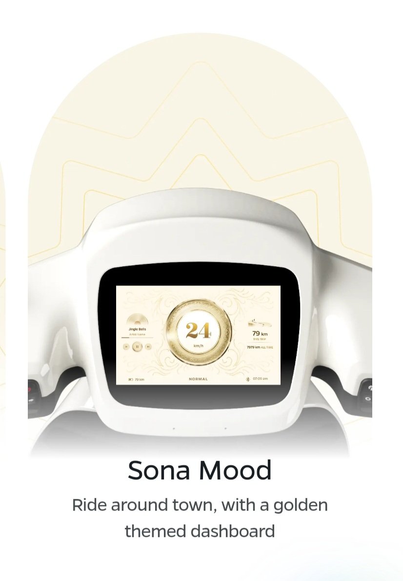 shankarttp's tweet photo. Introducing @OlaElectric Sona where every detail shines in gold. A masterpiece that's as special as the moments it celebrates.@bhash @Khalidaaalbadri #EVChampion https://t.co/p3bdVeukt4