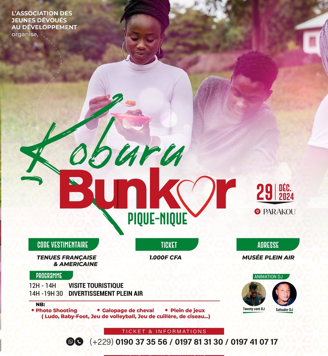 Un évènement sszde fin d'année pour promouvoir le vivre ensemble autour  @AFD_Fance <a href="/bjlaurenceau/">barbara laurenceau</a> <a href="/aj2dBenin/">AJ2D-Bénin</a>
<a href="/USEmbassyBenin/">U.S. Embassy Cotonou</a> #KOBURU #BUNKER #KOBURUBUNKER
#IRIFOU #WASEXO <a href="/YaliTeam229/">Benin Yali Alumni Association</a> <a href="/yalidakar/">CRL YALI DAKAR</a> <a href="/jnoumonvii/">Joël Arsène Noumonvi</a> <a href="/ab_benin/">Blogueurs du Bénin</a> <a href="/Citoyen229/">Citoyen 229</a> <a href="/ambafrancebenin/">La France au Bénin 🇫🇷🇧🇯🇪🇺</a> je