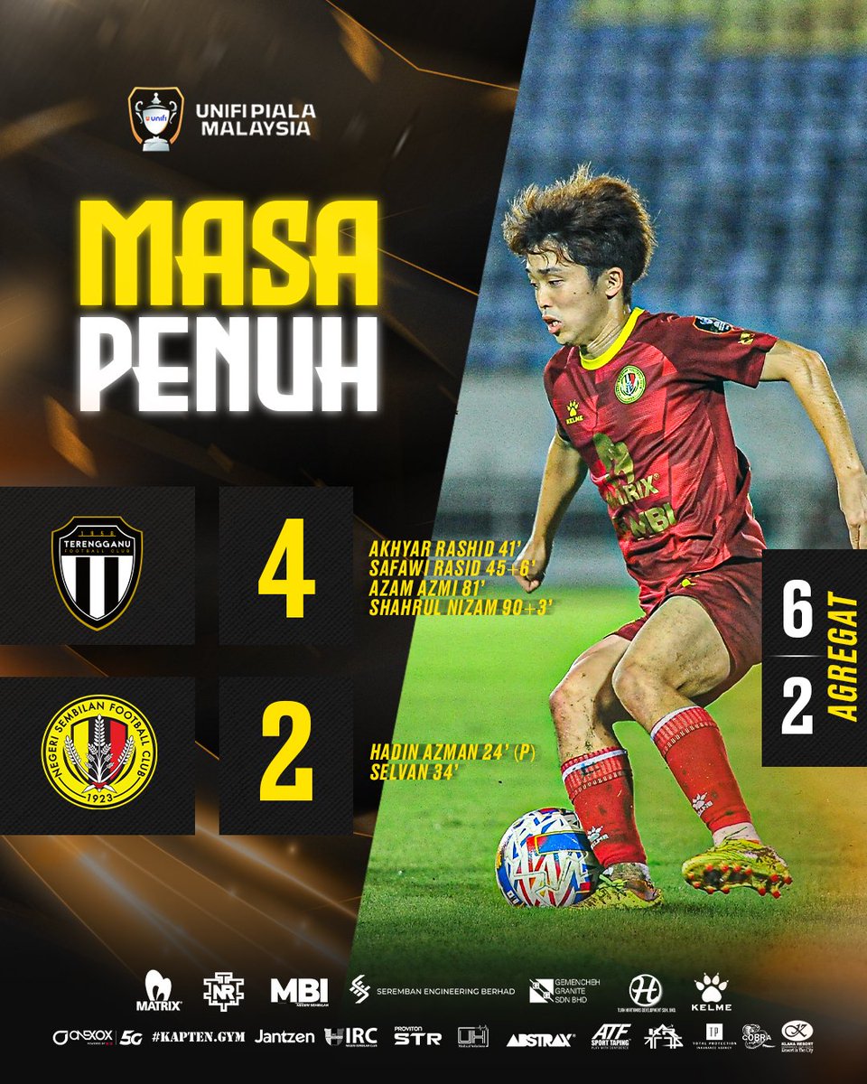 nsfc1923's tweet photo. Tamat perjalanan Negeri Sembilan FC dalam saingan Unifi Piala Malaysia. 

Negeri Sembilan FC tewas 4 - 2 kepada Terengganu FC dalam aksi suku akhir kedua Unifi Piala Malaysia.

Terengganu FC menang menerusi agregat 6 - 2.

#TERNSE
#MusuhnyaHabisBinasa
#HobinJangHobin https://t.co/RWqnEMOuQ7