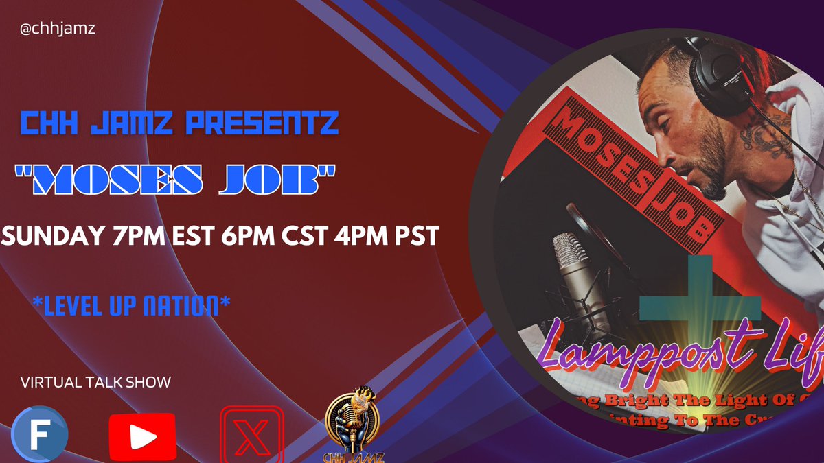 mentalimpact_R's tweet photo. This Sunday on CHH JAMZ Presentz we sit down with the brother Steve Wight aka Moses Job
This brother has a testimonial to share with the world we are just honored to have him on our network #levelupnation to share it.
Sunday at 7pm est 6pm cst 4pm pst
@highlight https://t.co/Ojg3o5Wsna