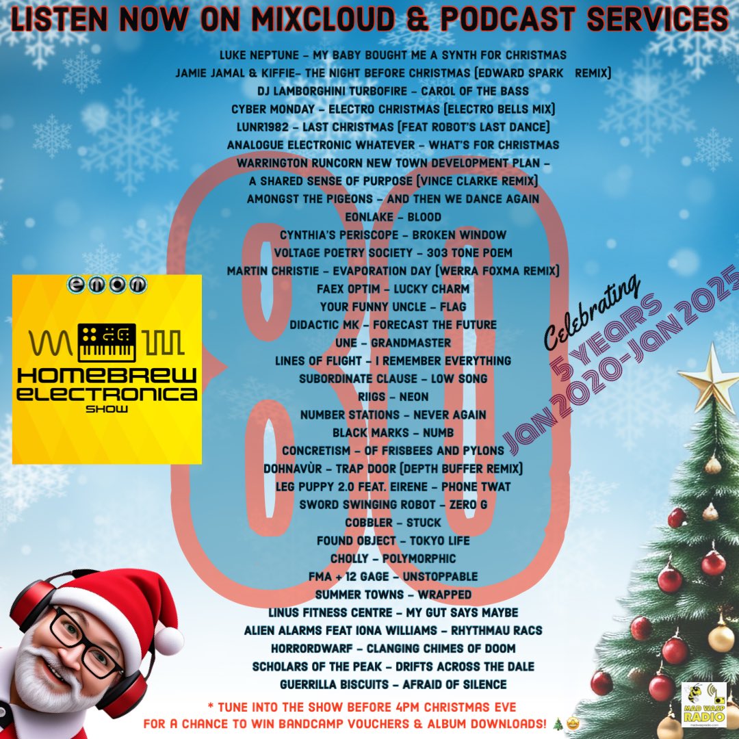 #80 Catch up NOW! 🎄🤩 with <a href="/serarth/">Serarth</a> <a href="/Kiffie8/">kiffie.info</a> @MrJamieJamal <a href="/AnalogueEW/">Analogue Electronic Whatever</a> @mrdparsons <a href="/eonlake/">ｅｏｎｌａｋｅ</a> @CynthiasPerisco <a href="/voltage_poetry/">Voltage Poetry Project</a> @mart_christie <a href="/faexoptim/">faex optim</a> <a href="/yourfunnyuncle_/">Your Funny Uncle</a> <a href="/weareUNE/">UNE</a>  <a href="/thisisriigs/">Riigs</a> <a href="/Legpuppymusic/">Leg Puppy 2.0</a> <a href="/ChollyMusic/">Cholly ~ Anomaly - out now!💜</a> <a href="/Cobbler_uk/">Cobbler</a> <a href="/concretism_mus/">Concretism</a> mixcloud.com/homebrewelectr…