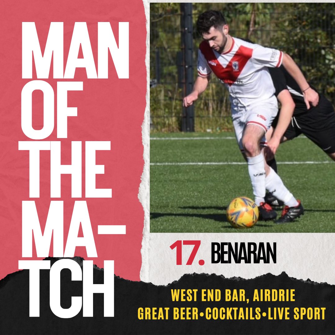 AS_Airdrie's tweet photo. Our @westendbar motm from today was @eddiebenaran ♦️ https://t.co/RKMzJPQXIA