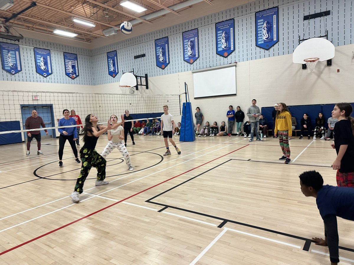 Last day tradition of staff v students volleyball game. Maybe the staff aren’t “too old” after all. <a href="/alcdsb/">ALCDSB</a>