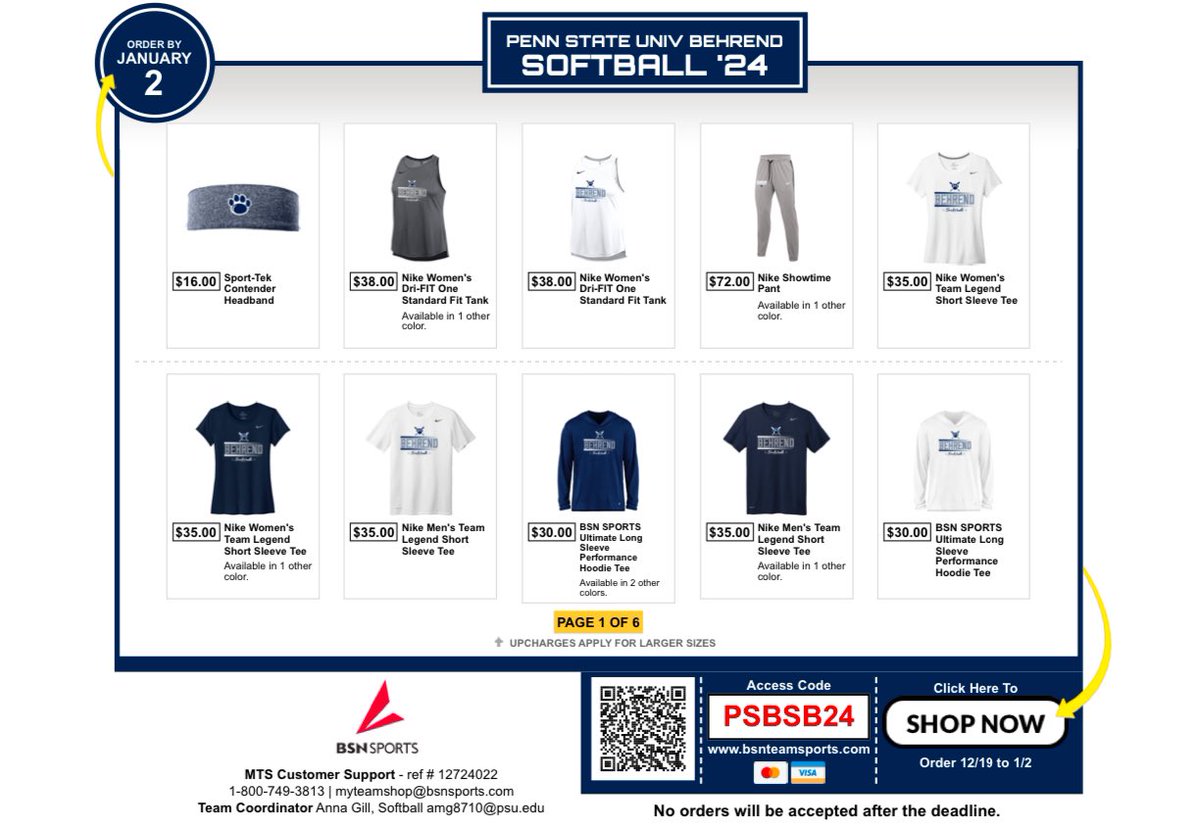 Get some more Behrend softball gear! Shop closes 01/02/2025!  bit.ly/3VQyaZS