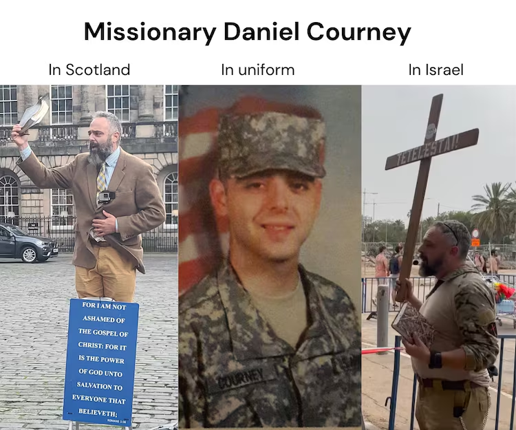 IndiaToday's tweet photo. American evangelist #DanielCourney faces backlash after a purported video shows him distributing drones and bulletproof jackets to the #Kuki militants in #Manipur. This sparked concerns over his controversial activities and accusations of stoking communal tensions in India. #ManipurViolence

By @Subhampramil_ & @bidishasaha1996 - https://t.co/GrRhSDQynp