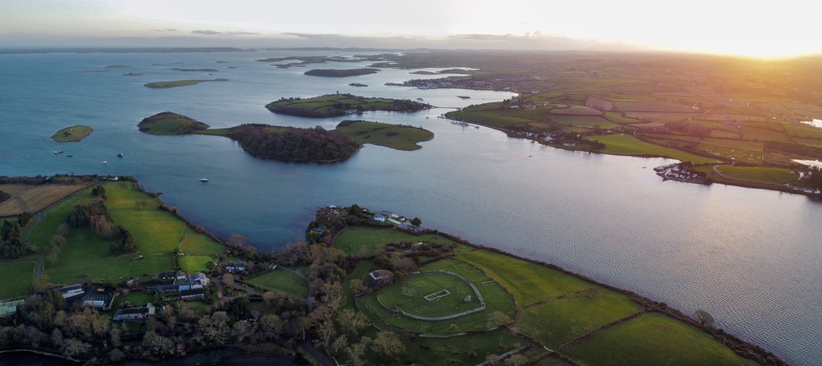SimonGray14's tweet photo. The historic site at Nendrum, looking south over Strangford Loughs many islands as the sun set yesterday @NTStrangford @StrangfrdLecale @MGSGeotourism #strangford #nendrum https://t.co/jXTsZPaTKt