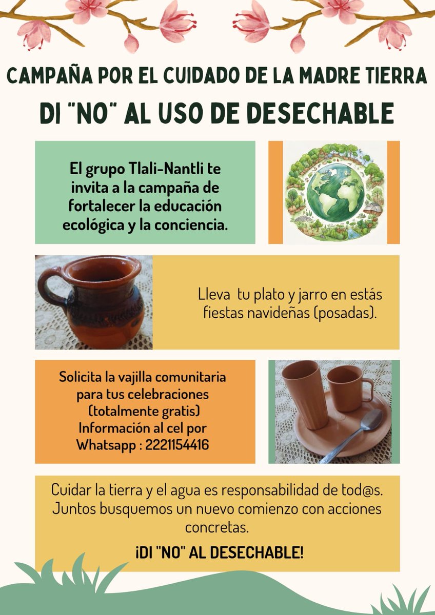 la_odico's tweet photo. DI NO AL USO DEL #DESECHABLE
El grupo Tlali Nantli te invita a la campaña de fortalecer la educación ecológica y la conciencia
Lleva tu plato y jarro en estas fiestas de fin de año
Solicita la vajilla comunitaria para tus celebraciones
#fuerabasurero https://t.co/XxsfAmZ0tT